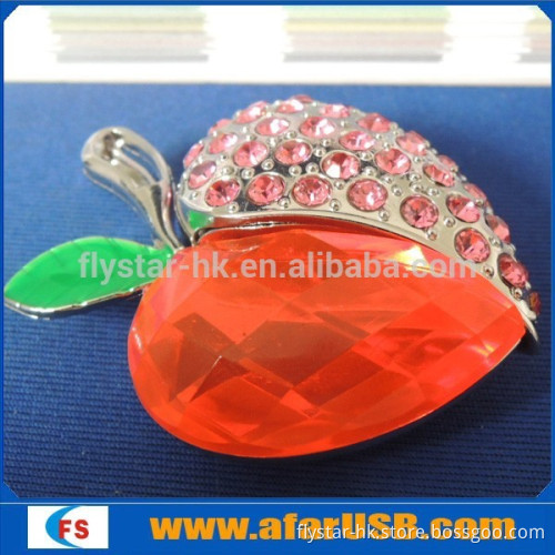 Vogue crystal heart USB flash drive with jewerly stones for valentine's day gift to girls
